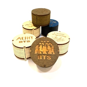 BTS Round-shaped Wind-up Music Box | Custom Engraving | Great Gift for BTS Fans