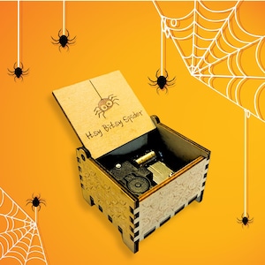 Itsy Bitsy Spider-muziekdoos | Versie met opwindbare en handslinger | Aangepaste gravure | Geschenkdoos + cadeaukaart | Perfect cadeau voor je dierbaren