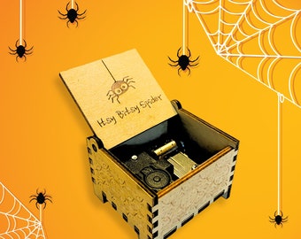 Itsy Bitsy Spider Music Box | Wind-up & Hand-crank Version | Custom Engraving | Gift Box + Gift Card | Perfect Gift for Your Loved Ones