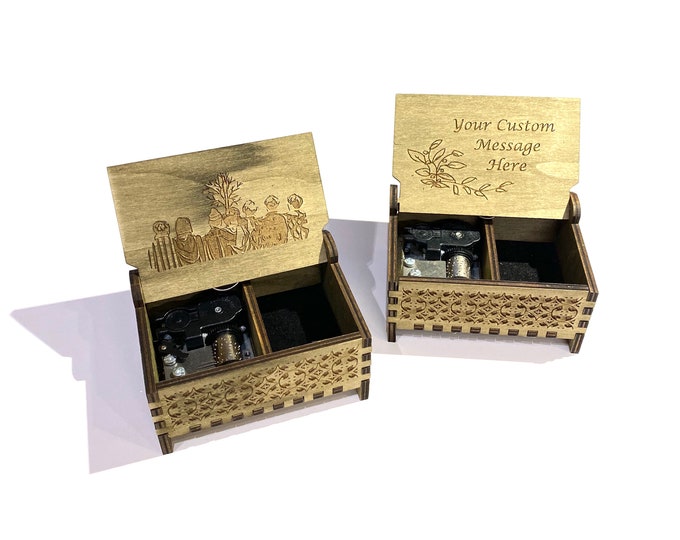 BTS Wind-up Music Box | 9 BTS Tunes | Storage Compartment | Custom Engraving | Great Gift for BTS Fans