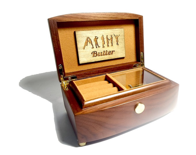 Butter | BTS | Premium 18-Note Wind-up Music Box | Walnut Wood | Custom Engraving | Perfect Gift for BTS Fans
