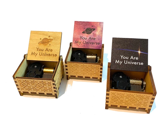 My Universe | Wooden Music Box | Wind-up & Hand-crank Version | Custom Engraving | Perfect Gift for K-Pop Fans | BTS Fans