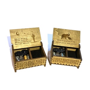 Baby Mine | Wind-up & Hand-crank Music Box | Custom Engraving | Storage Compartment for Small Keepsakes | Great Gift for Kids