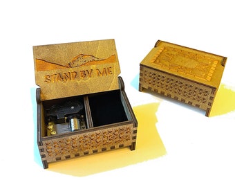 Stand By Me | Wind-up & Hand-crank Music Box | Custom Engraving | Compartment for Small Keepsakes | Perfect Gift for Your Loved One