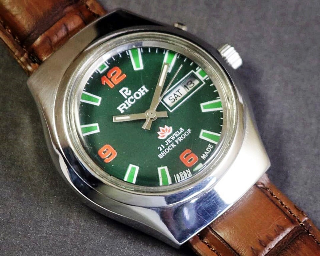 Vintage Ricoh Automatic Mens Wrist Watch Caliber R61 Day Date Etsy