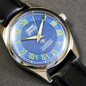 Vintage HMT Jawan Mens Wrist Watch Blue Dial Mechanical Hand