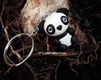 Handgjord Panda Nyckelring i Polymer Clay, Ryggsäcksberlock