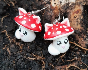 Boucles D'oreilles Pendantes Mignonnes En Forme De Champignon Pour Pâques Kawaii Boho Anime Bijoux Tendance Pour Femme Boucles D'oreilles Dorées Hypoallergéniques, Cuivre, Alliage