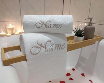Towel embroidered with name