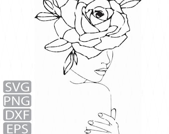 Floral Woman Minimalist svg png eps dxf |Line art Woman svg png eps dxf | Woman Svg Png Dxf  Instant Download