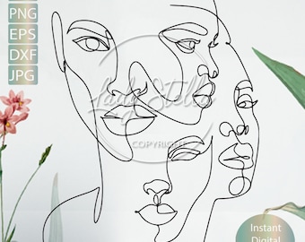 African Floral woman Line art Svg, Png, Eps, Dxf, |Minimalist Woman svg png eps dxf |Line Art Woman Eps, Svg Png Dxf  Instant Download