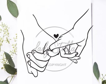 holding hands line art Svg, Png, Eps, Dxf, Jpg Cricut / Hands Love Line art Siloutte Cutfile lnstant Digital Download
