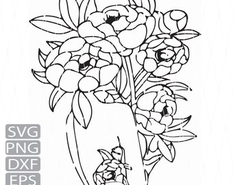 Floral Woman Line art  Svg, Png, Dxf, Eps Instant digital Download| Botanical Svg | Minimalist art Download