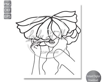 Flower Face Woman Line art Svg, Png, Eps, Dxf, |Line Drawing Floral Woman svg png eps dxf |Instant Download