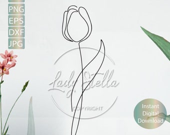 Tulipano svg, png, eps, dxf, jpg / fiori disegnati a mano / eps botanici, svg png dxf download istantaneo