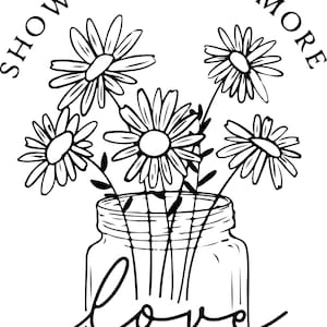 Amor próprio svg png eps dxf |Daidy Line art svg, vaso de flores svg png eps dxf | Citação inspiradora Svg Png Dxf Instant Download