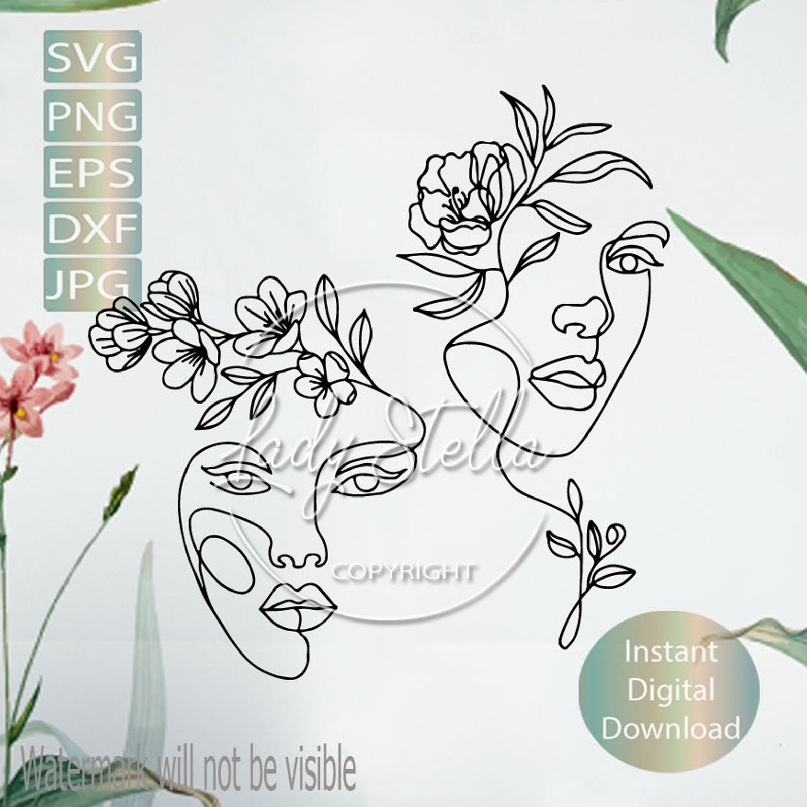 Line Art Abstract Woman Svg Png Eps Dxf |minimalist Woman |floral Woman ...