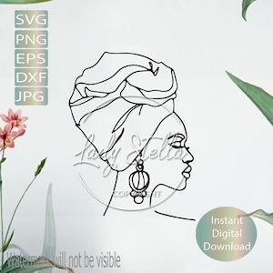African Beauty Woman svg png eps dxf | Line Art Frau svg png eps dxf | Black Queen Svg Png Dxf Instant Download