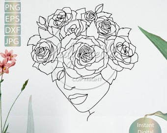 Floral Woman Minimalist svg png eps dxf |Line art Woman svg png eps dxf | Woman Svg Png Dxf  Instant Download