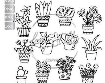 Linea arte vegetale svg Pianta mamma, Vasi per piante Svg Png, Eps, Dxf, Clip art vegetale, Linea arte minimalista Cricut Silhouette Clip art linea arte