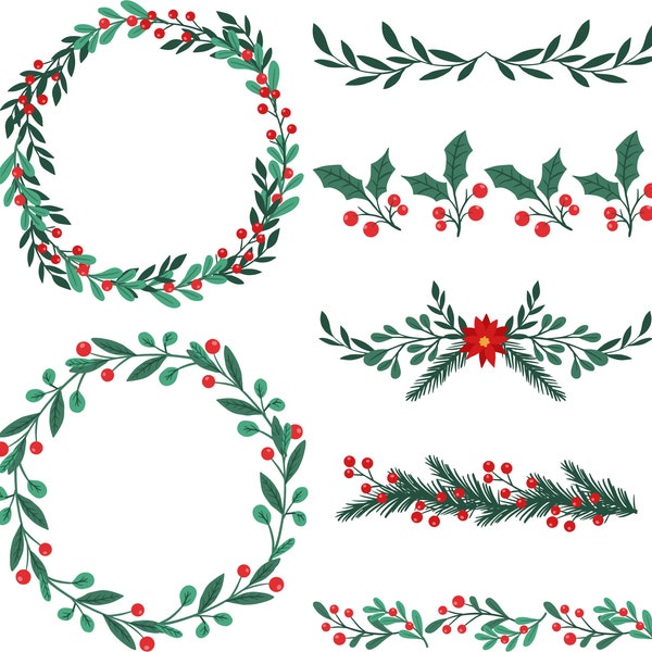 Christmas Wreaths Svg, Png, Eps, Dxf, Bundle Jpg instant digital download