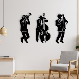 Jazz Metal Wall Art, Jazz Trio Wall Decor, Gift for Jazz Lovers, Jazz Fest, Metal Jazz Group Sign, New Orleans Jazz art, Blues accessory