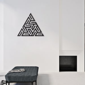 Metal Wall Saloon decor, living room desing, table gift, art geometry, triangle, labyrinth artwork