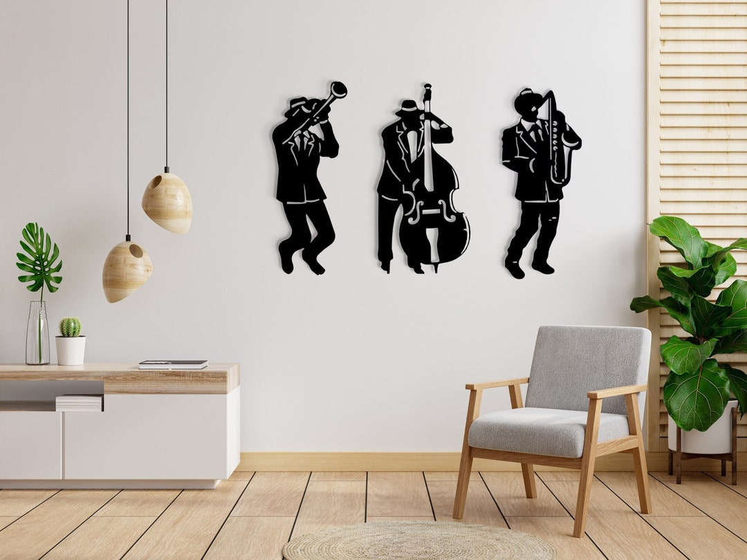 Jazz Metal Wall Art, Jazz Trio Wall Decor, Gift for Jazz Lovers, Jazz