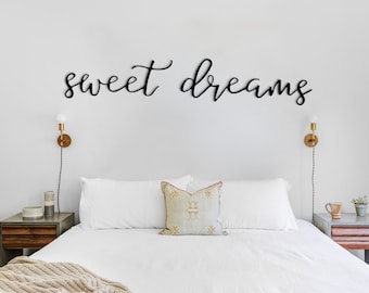 Sweet Dreams Metal Wall Art: Bedroom Sign, Modern Home Decor