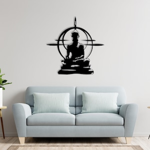 Buddha Metal Wall Sign, Yoga Studio Decor, Hindu Wall Art, Meditation Art, Spiritual accessory, Om metal sign, Buddha Decor, Buddha Metal