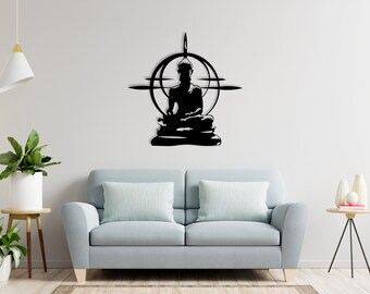 Buddha Metal Wall Art: Yoga Studio, Meditation Decor