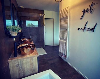 Get Naked Blechschild, Modernes Badezimmer Wanddeko