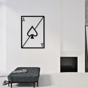 Metal Ace of Spades Wall Art: Modern Poker Decor