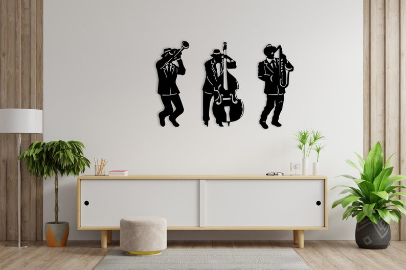 Jazz Metal Wall Art, Jazz Trio Wall Decor, Gift for Jazz Lovers, Jazz