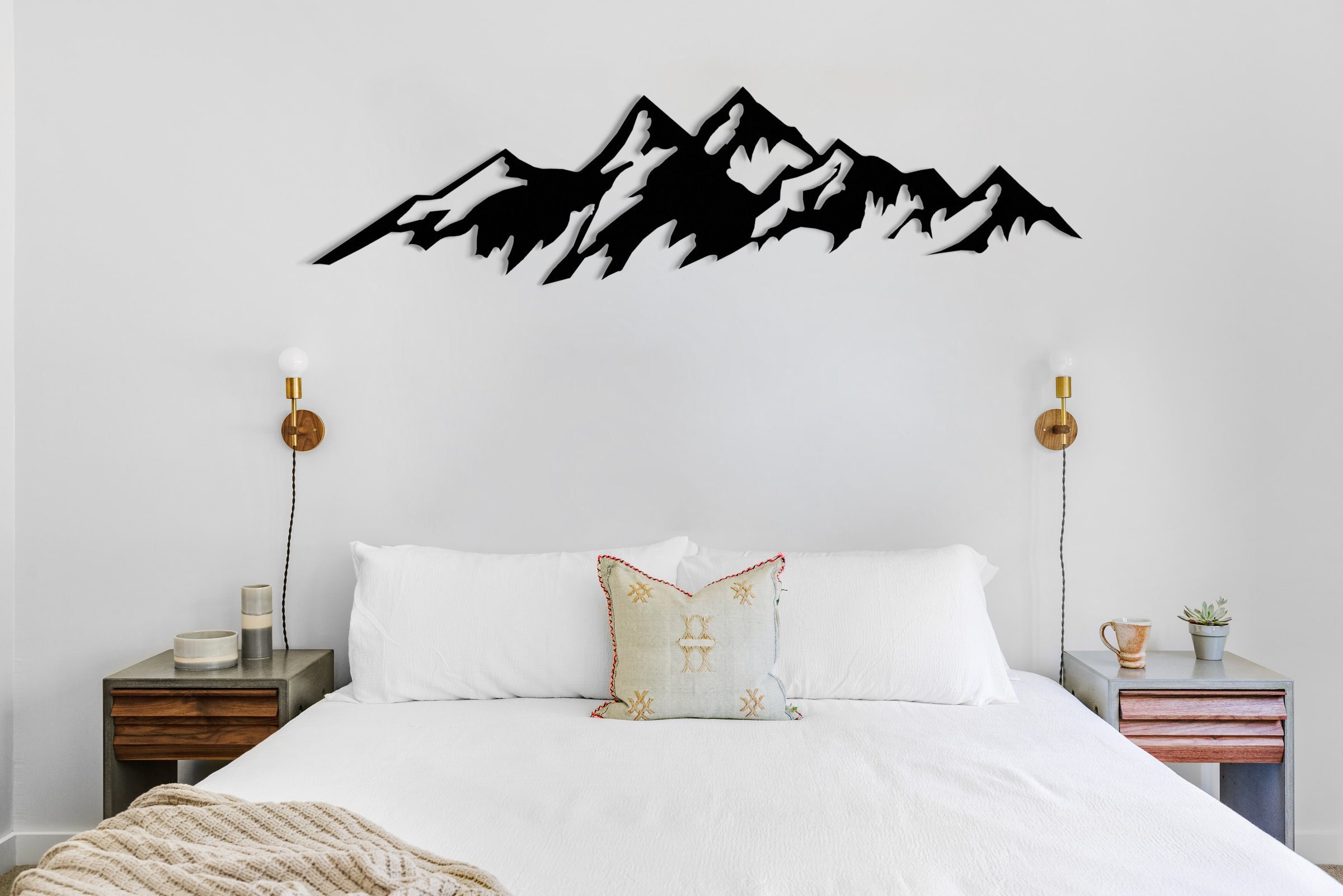 Décoration Murale Métal Motif Montagne - Style Minimaliste Moderne - Pour Chambre, Salon, Bureau, Boutique (plusieurs Tailles)