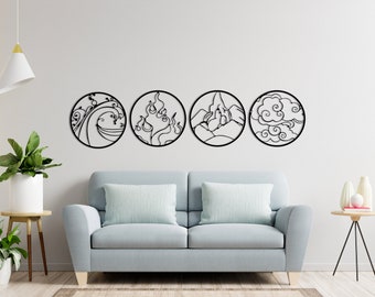 Metal Wall Art Astrology Elements: wanddecoratieset 4 naties