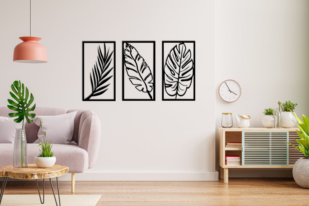Tropical Metal Leaf Wall Art: Set of 3, Modern Home Decor - Etsy
