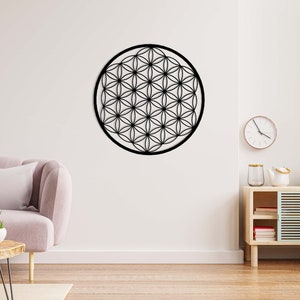 Decorazione murale in metallo Fiore della vita: griglia geometrica sospesa