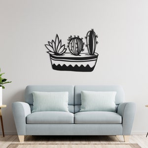 Cactus Metal Wall Art: Tropical Leaves, Living Room Decor