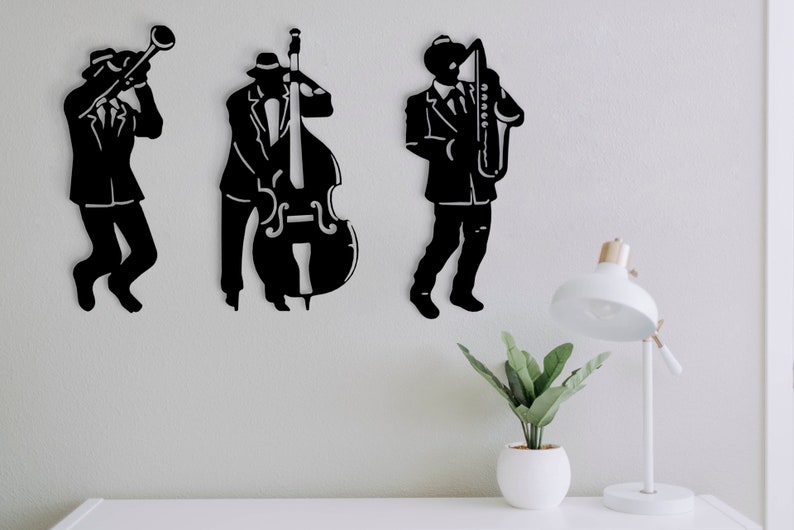 Jazz Metal Wall Art Jazz Trio Wall Decor Gift for Jazz Etsy