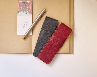 Custom leather pen case, Leather fountain pen holder, Leather pencil pouch as a gift for writer, Personalized leather case.