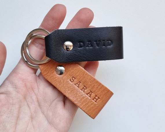 Llavero de cuero genuino para hombre, Llavero de cuero personalizado con  nombre, Llavero monograma para él como regalo. -  México