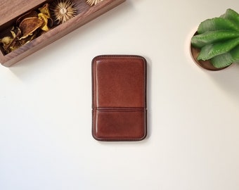 Estuche para tarjetas de cuero fino, Tarjetero de cuero personalizado con iniciales, Funda de cuero para tarjetas, Tarjetero de cuero para regalo.