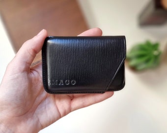 Tarjetero de cuero, Tarjetero de cuero hecho a mano, Tarjetero de cuero personalizado, Tarjetero de cuero