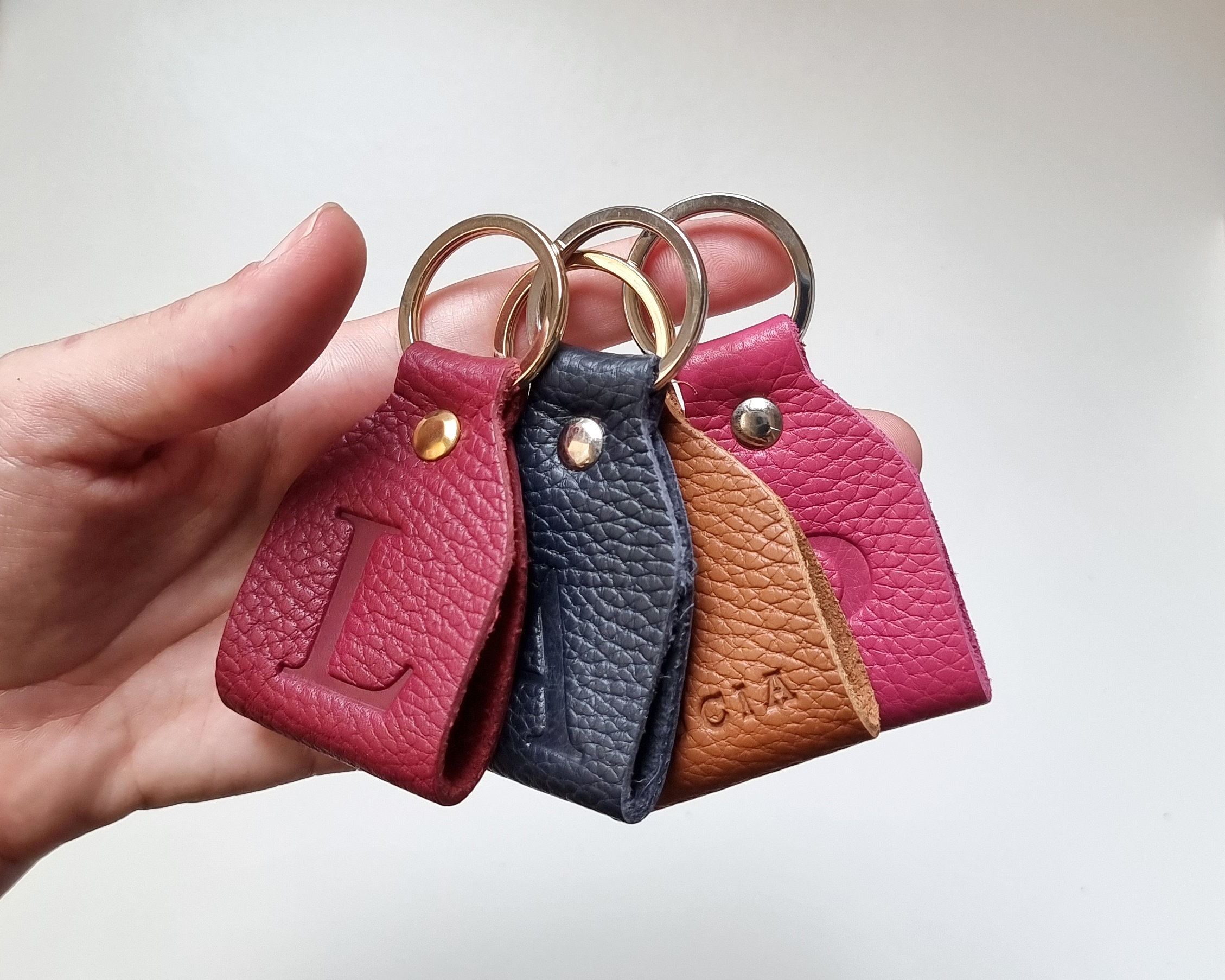Leather Keyring for Women Personalized Leather Keychain Small Name Keychain Mothers Day Gift Idea