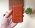 Personalized leather card case, Monogram leather card holder, Minimalist leather wallet for gift, Business card case. product logo