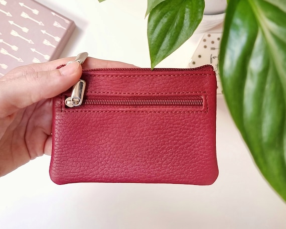 Buy Small Leather Coin Purse With Zipper, Zipper Pouch With Initial,  Minimalist Wallet for Women, Personalized Leather Pouch With Monogram.  Online in India - Etsy