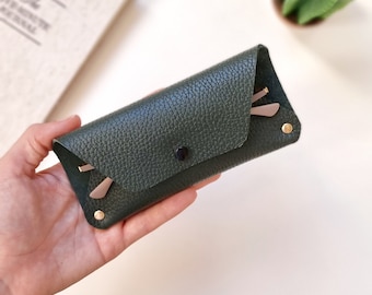 Personalized Leather Glasses Case with Clip: Monogram Eyeglass Case