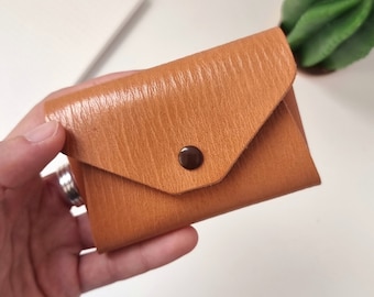 Klein leren zakje, handgemaakte lederen portemonnee voor cadeau, gepersonaliseerde kaarthouder, Snap Coin Purse, lederen portemonnee.