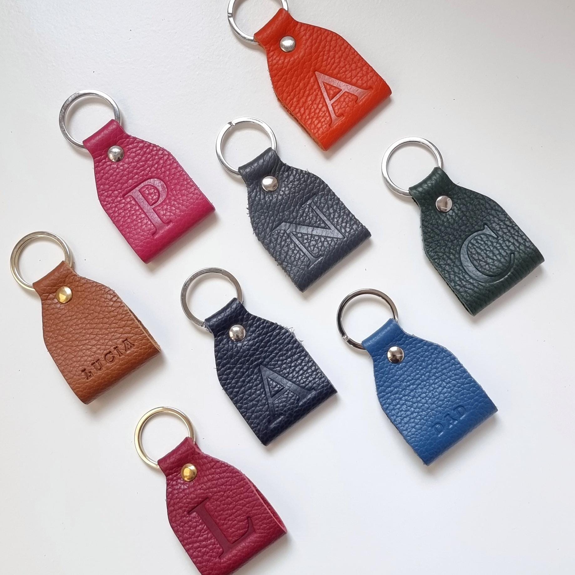 Custom Leather Keyring as Gift for Women, Personalized